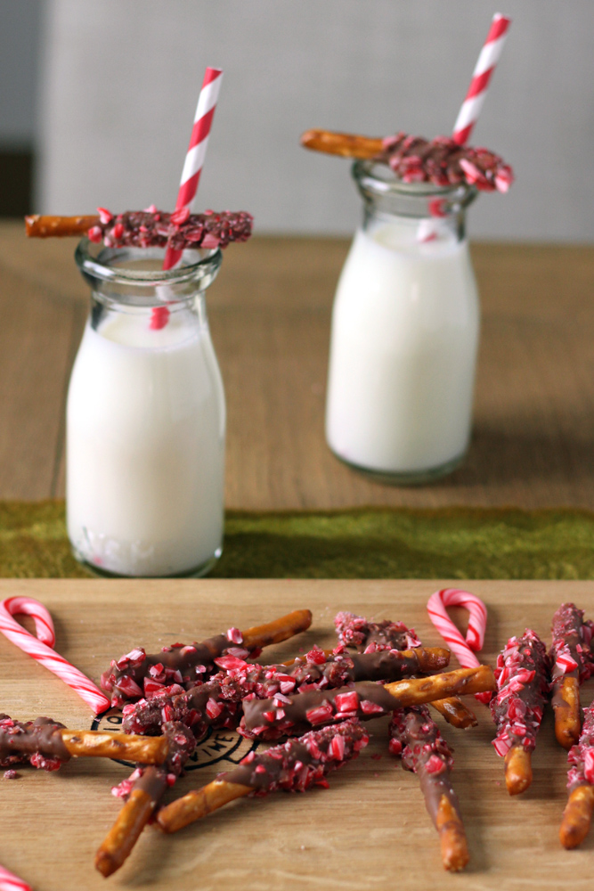 candy cane chocolate pretzels