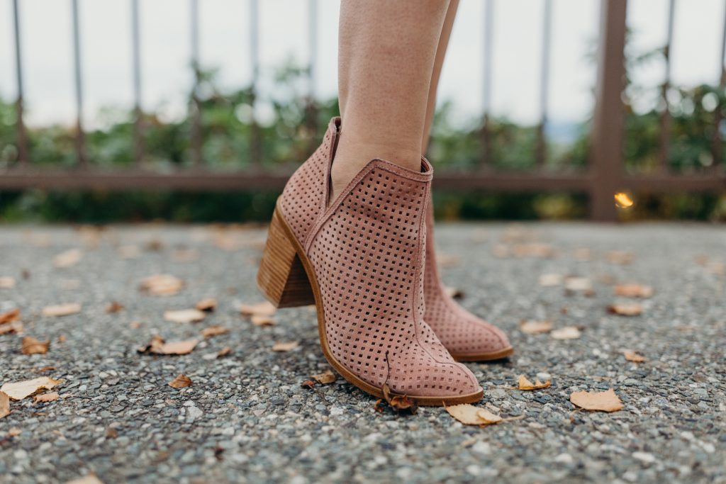 pink suede booties