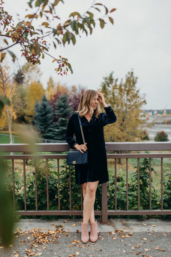 blue velvet dress