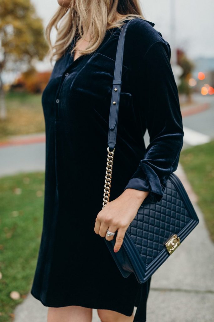 blue velvet dress