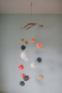 antler and yarn pom mobile